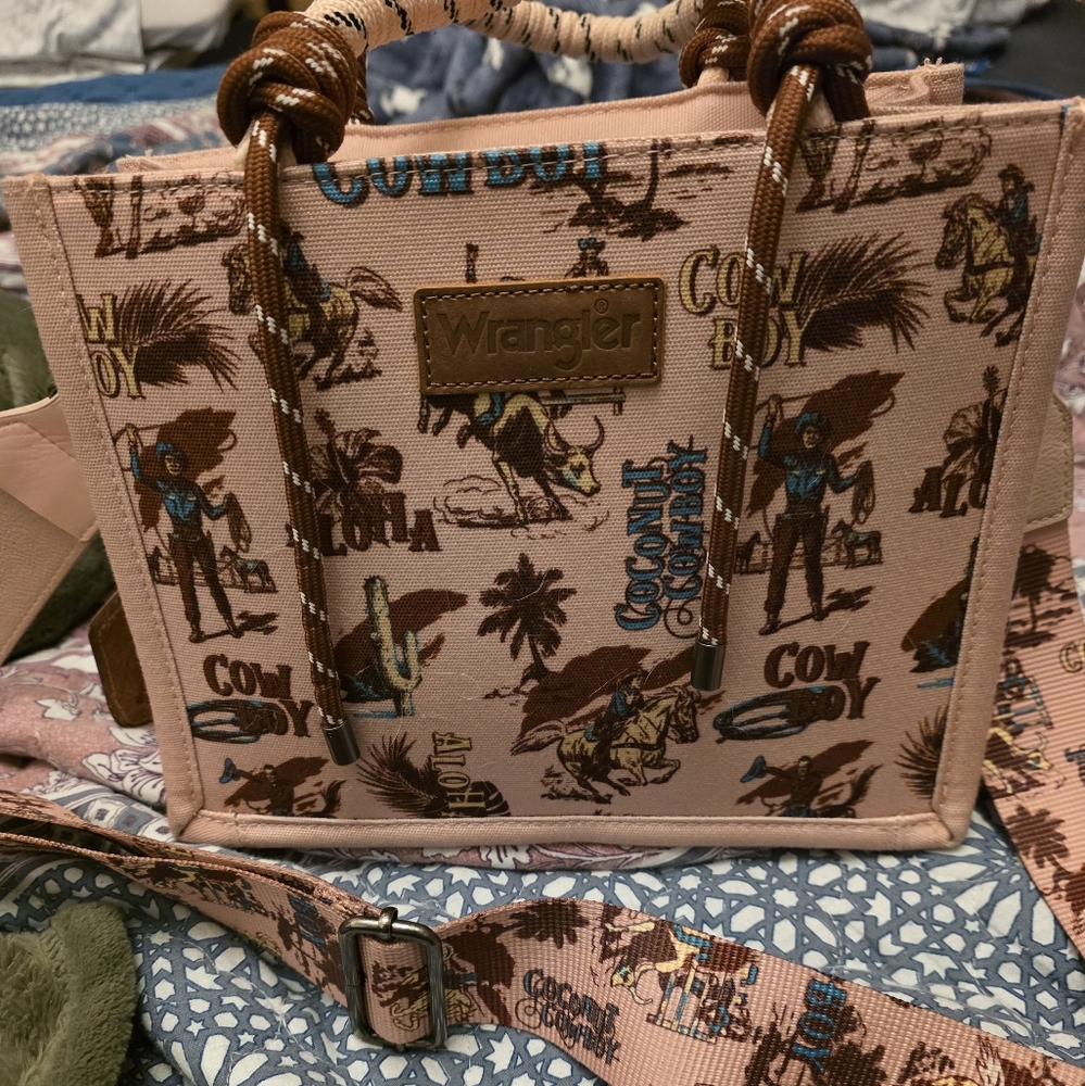 Wrangler Pink Western Print Tote Bag